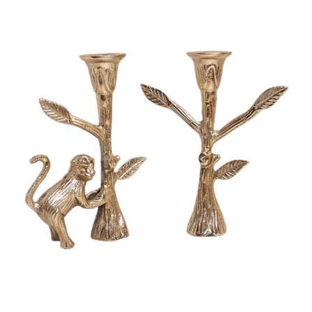 ALUMINIUM TAPER CANDLE HOLDER SET OF 2